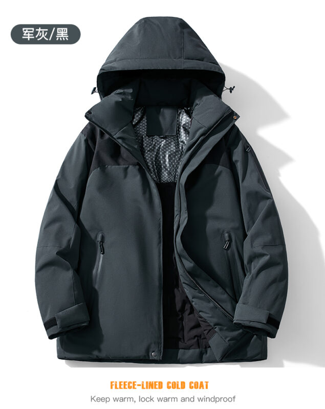 STYLE:F2568  Hooded Stand Collar Zipper Jacket Patchwork Pockets Long Sleeve T...