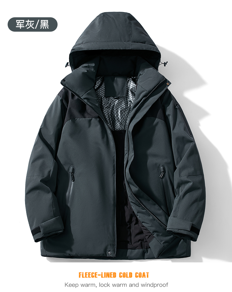STYLE:F2568  Hooded Stand Collar Zipper Jacket Patchwork Pockets Long Sleeve T...
