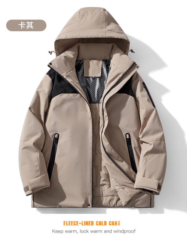 STYLE:F2568  Hooded Stand Collar Zipper Jacket Patchwork Pockets Long Sleeve T...