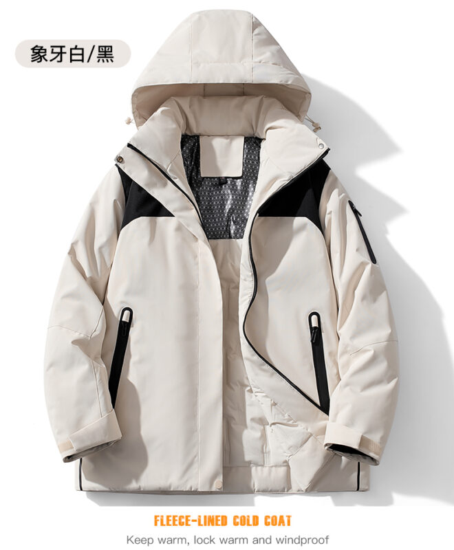 STYLE:F2568  Hooded Stand Collar Zipper Jacket Patchwork Pockets Long Sleeve T...