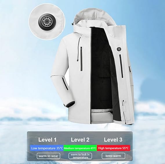 STYLE:M868  Unisex Winter Softshell Warm Coat 5 Zones Windproof Heated Hood wi...