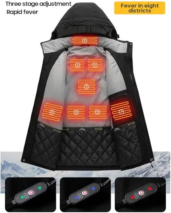 STYLE:M02  Men’s Thermal Jacket USB Rechargeable Lightweight Warm Windpr...