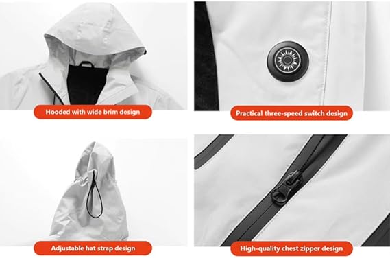 STYLE:M868  Unisex Winter Softshell Warm Coat 5 Zones Windproof Heated Hood wi...