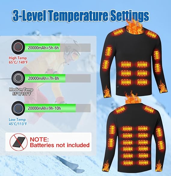 STYLE:2222  Heated thermal tops for men USB Charge 26 Zone Intelligent heated ...