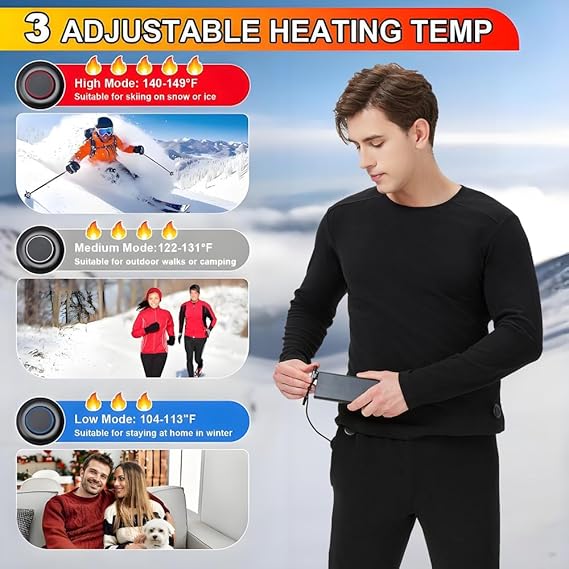 STYLE:1805   Heated Thermal Underwear for Men Women USB Charge 42 Zone Intelligent heated long johns - Heated clothing - Y...