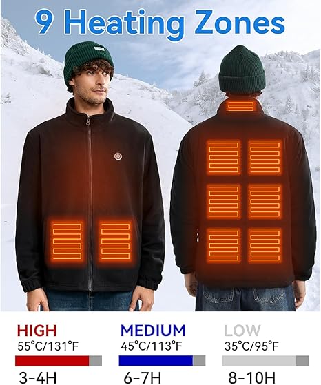 STYLE:M61 62   Heated Fleece Jacket for Men with Battery，Fleece Heating Jacket,Soft Fleece Heated Coat - Heated clothing...