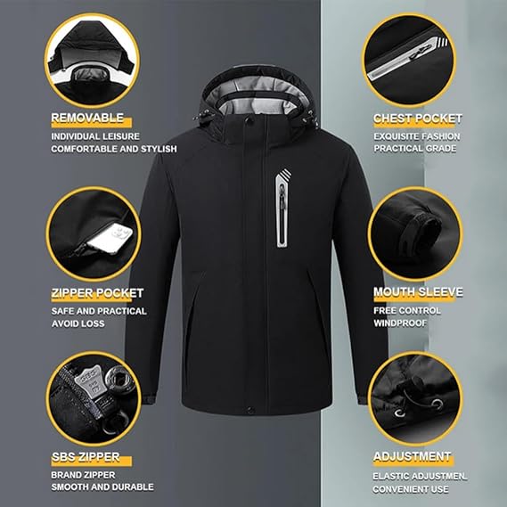 STYLE:M02  Men’s Thermal Jacket USB Rechargeable Lightweight Warm Windpr...