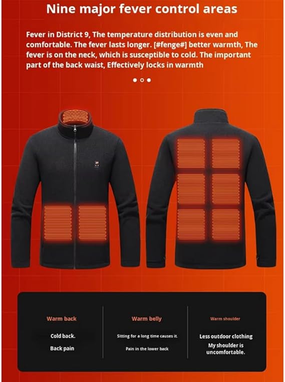  Style:M:87   USB Heated Long Sleeve Winter Jacket Stand Collar Polar Fleece ...