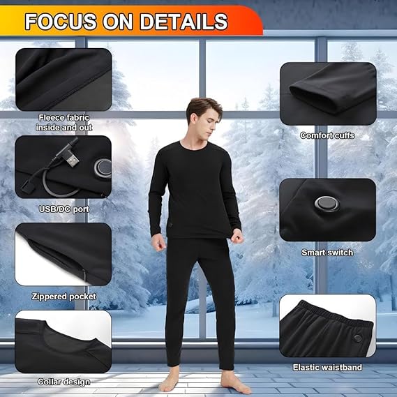 STYLE:1805   Heated Thermal Underwear for Men Women USB Charge 42 Zone Intelligent heated long johns - Heated clothing - Y...