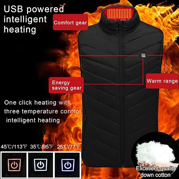 STYLE:M01 Heated Vest for Men USB Electric Heated Vest Heating Jacket Winter V...