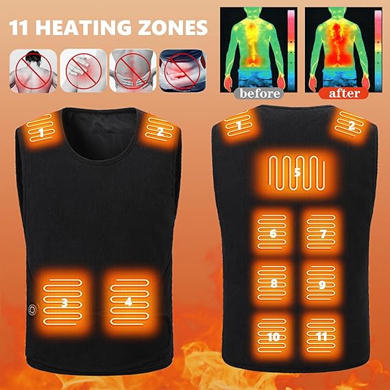STYLE: M11   Adjustable Heated Vest with 11 Heating Zones Electric Heating Vest for women Soft Fleece Tops Thermal Shirt -...