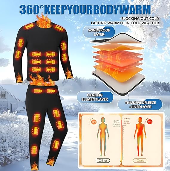 STYLE:2222  Heated thermal tops for men USB Charge 26 Zone Intelligent heated ...