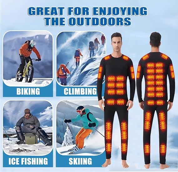 STYLE:2222  Heated thermal tops for men USB Charge 26 Zone Intelligent heated ...