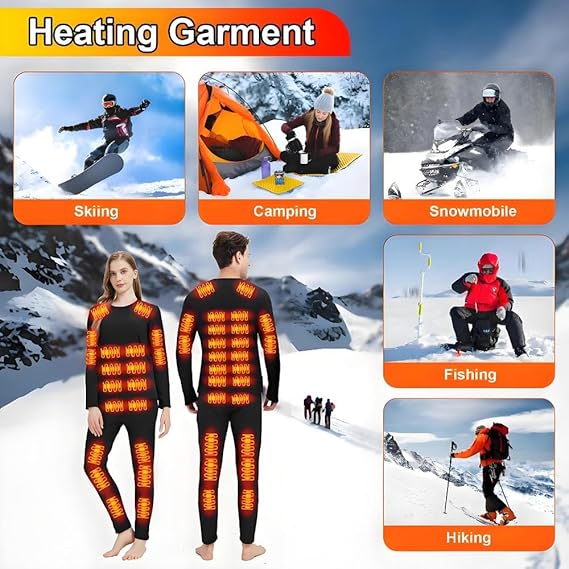 STYLE:1805   Heated Thermal Underwear for Men Women USB Charge 42 Zone Intelligent heated long johns - Heated clothing - Y...