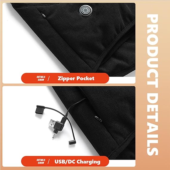 STYLE: M11   Adjustable Heated Vest with 11 Heating Zones Electric Heating Vest for women Soft Fleece Tops Thermal Shirt -...