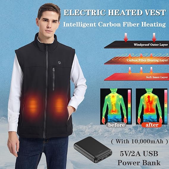 STYLE:2380  Soft Heated Vest for Women Men Smart Heating Jacket Lightweight Wa...