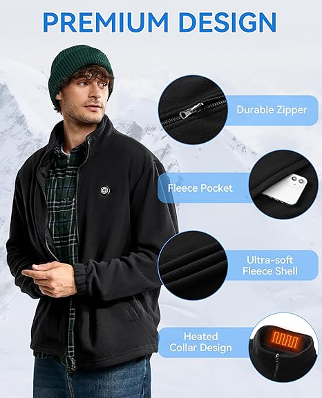 STYLE:M61 62   Heated Fleece Jacket for Men with Battery，Fleece Heating Jack...