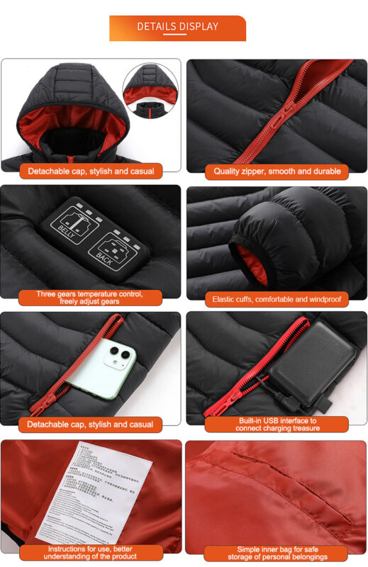 Style：M10       Rechargeable Heated Jacket with Carbon Fiber Heating Element...