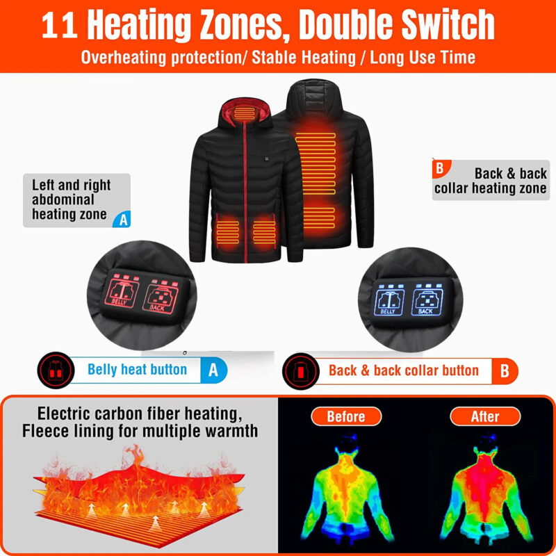 Style：M10       Rechargeable Heated Jacket with Carbon Fiber Heating Element...