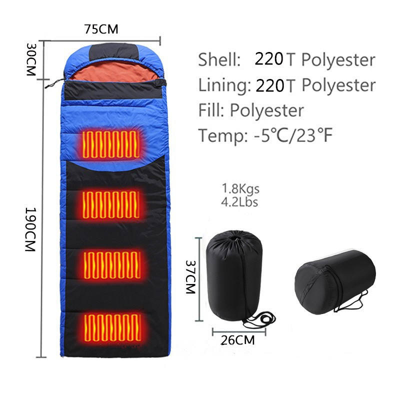 Heated Sleeping Bag, 3 Adjustable Heating Levels USB Power Support Heating Pad...
