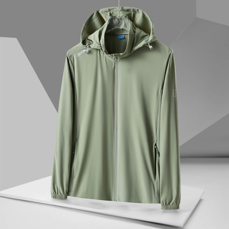 STYLE:F2401  Men UPF 50 Hoodie Jacket Summer Zip Up Breathable Long Sleeve SPF Fishing Hiking UV Sun Shirts Rash Guard Clo...