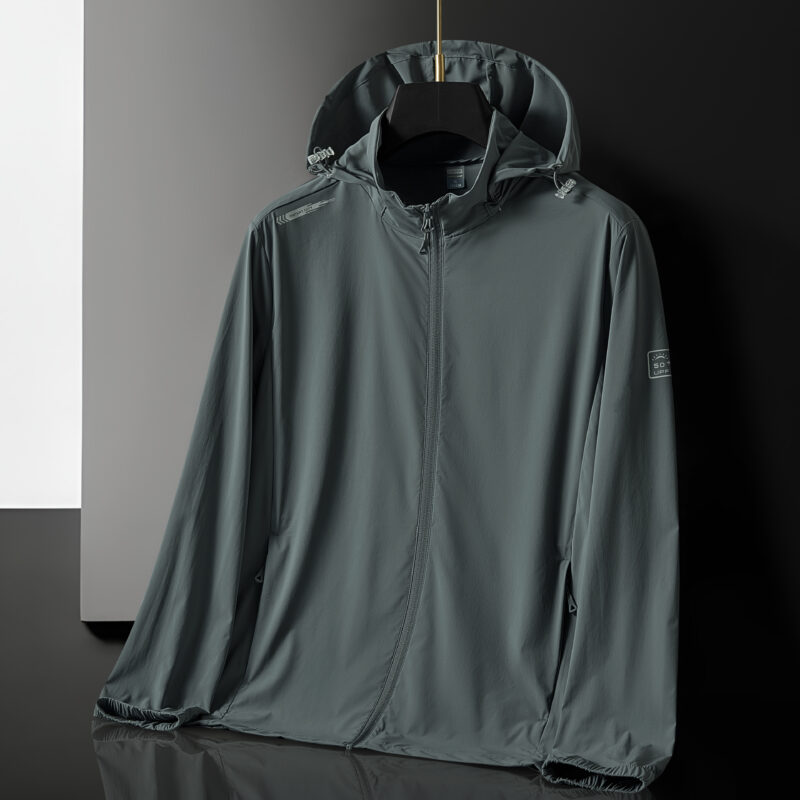 STYLE:F2401  Men UPF 50 Hoodie Jacket Summer Zip Up Breathable Long Sleeve SPF Fishing Hiking UV Sun Shirts Rash Guard Clo...