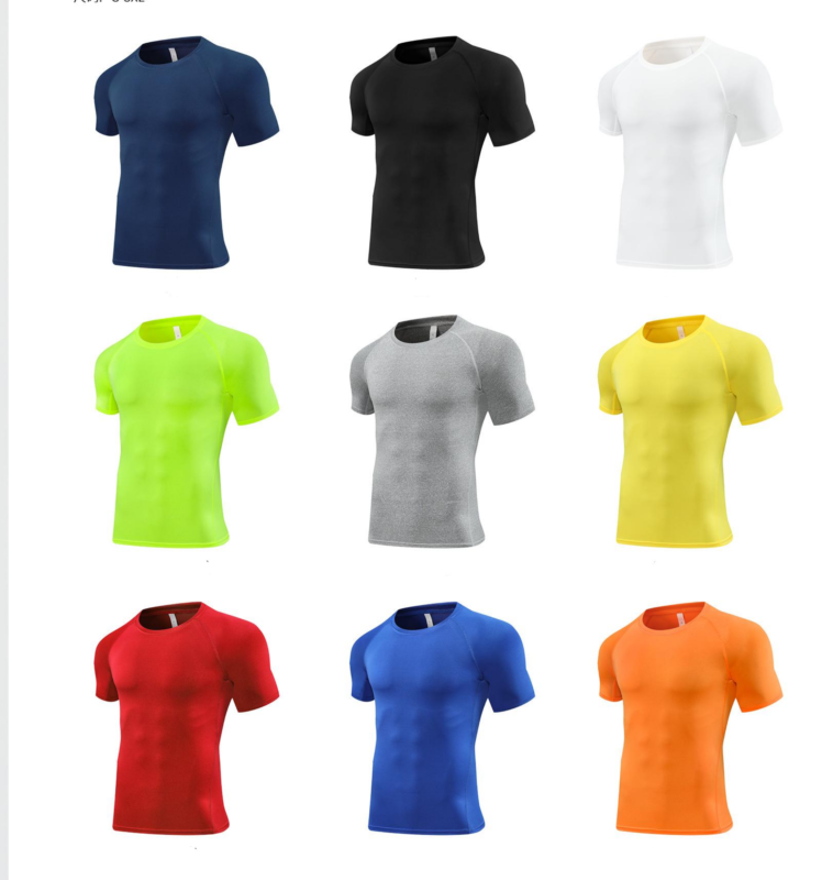 STYLE:JSY23   Short Sleeve Compression Shirt Men Athletic Gym Cool Dry Base La...