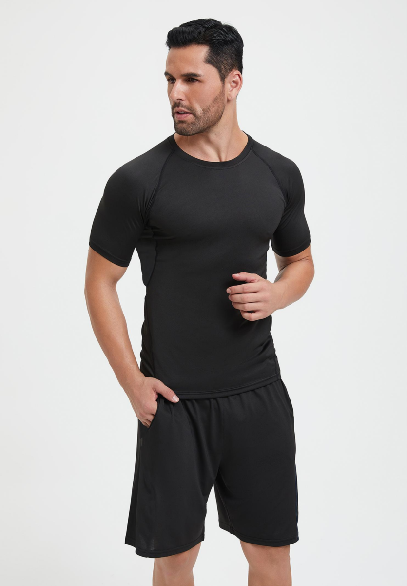 STYLE:JSY23   Short Sleeve Compression Shirt Men Athletic Gym Cool Dry Base Layer Workout Tops Slim Fit Undershirts T-Shir...