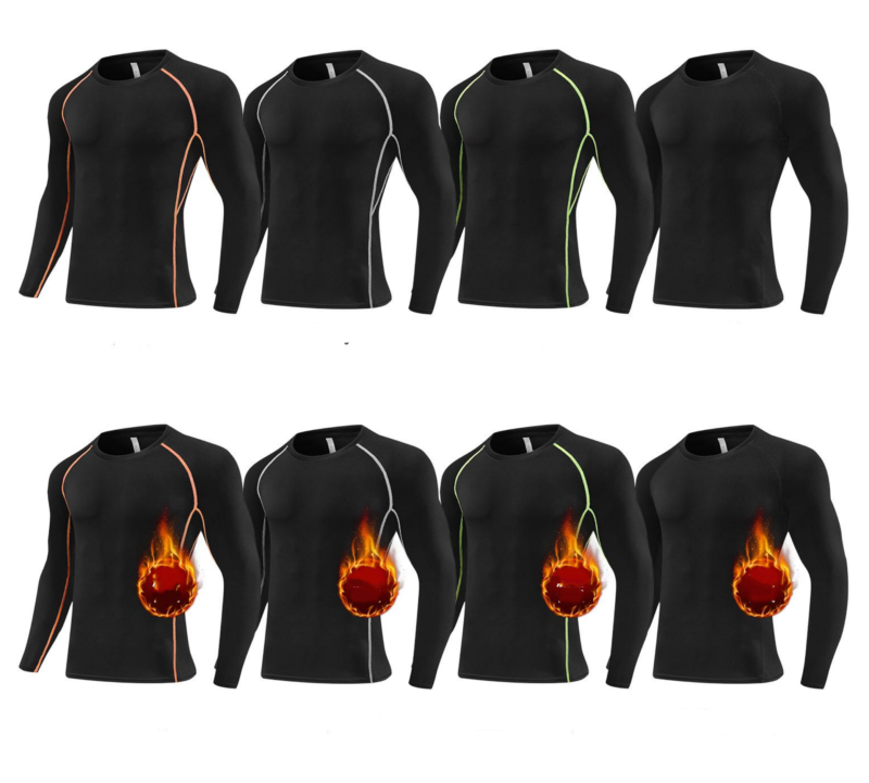 Style：JLS24-3  Men’s   Womens Compression Shirts Long Sleeve Workout Gym T...