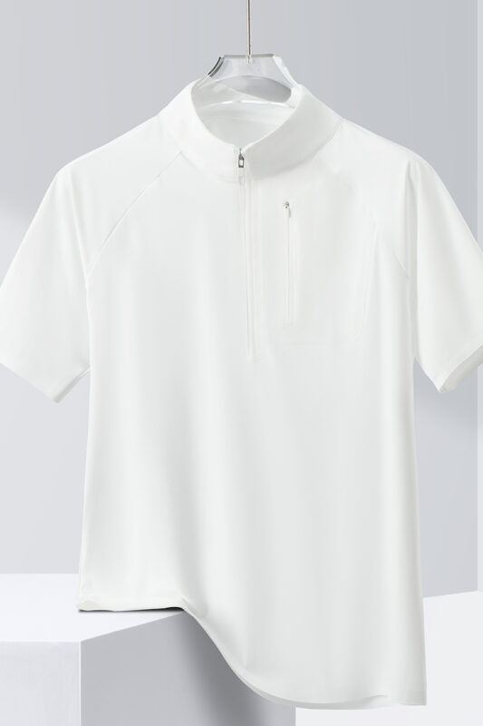 Style:F25651  Half Zip Quick Dry Short Sleeved Shirt Standing Collar Stretch S...