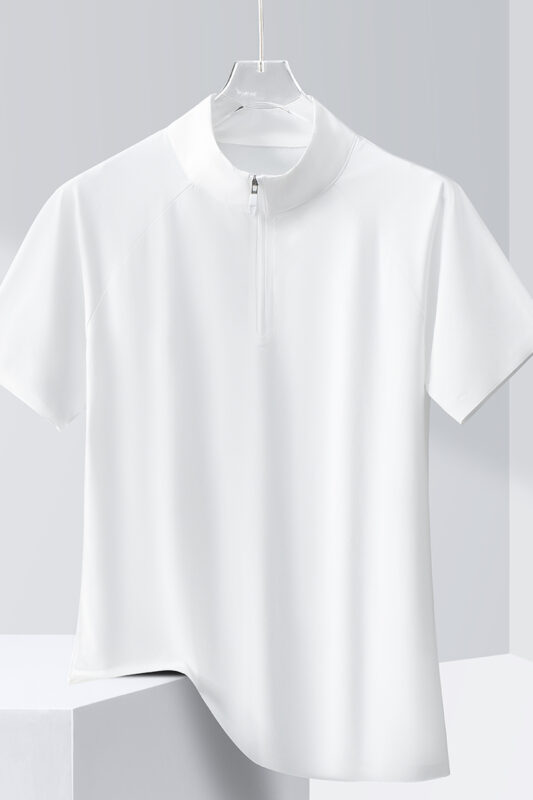 Style:F25651  Half Zip Quick Dry Short Sleeved Shirt Standing Collar Stretch S...