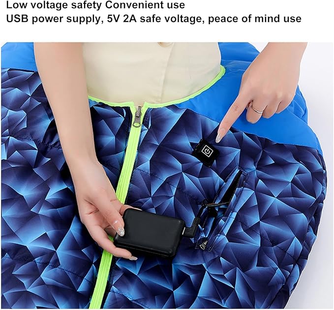 Heated Sleeping Bag, Heated Sleeping Bag Pad, USB Charging, 3 Temperature Leve...