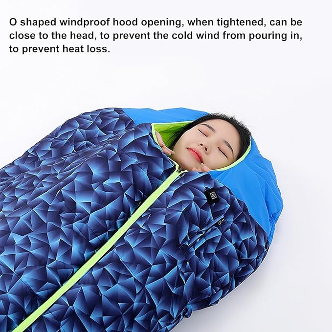 Heated Sleeping Bag, Heated Sleeping Bag Pad, USB Charging, 3 Temperature Leve...