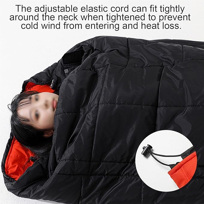 Rectangular Heated Sleeping Bag Winter 3-4 Season Thermal Warm Down Sleeping Bag for Adults with Compression Sacks for Cam...