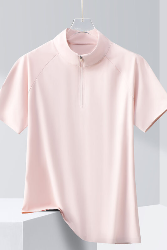 Style:F25651  Half Zip Quick Dry Short Sleeved Shirt Standing Collar Stretch S...