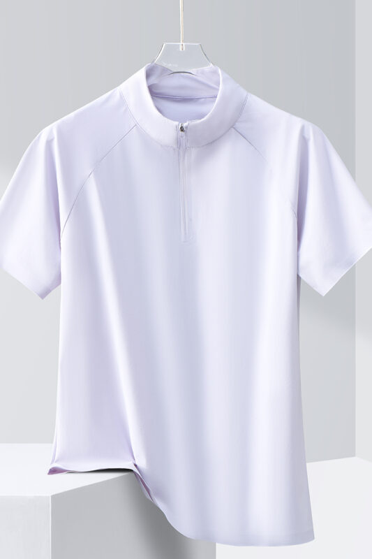 Style:F25651  Half Zip Quick Dry Short Sleeved Shirt Standing Collar Stretch S...