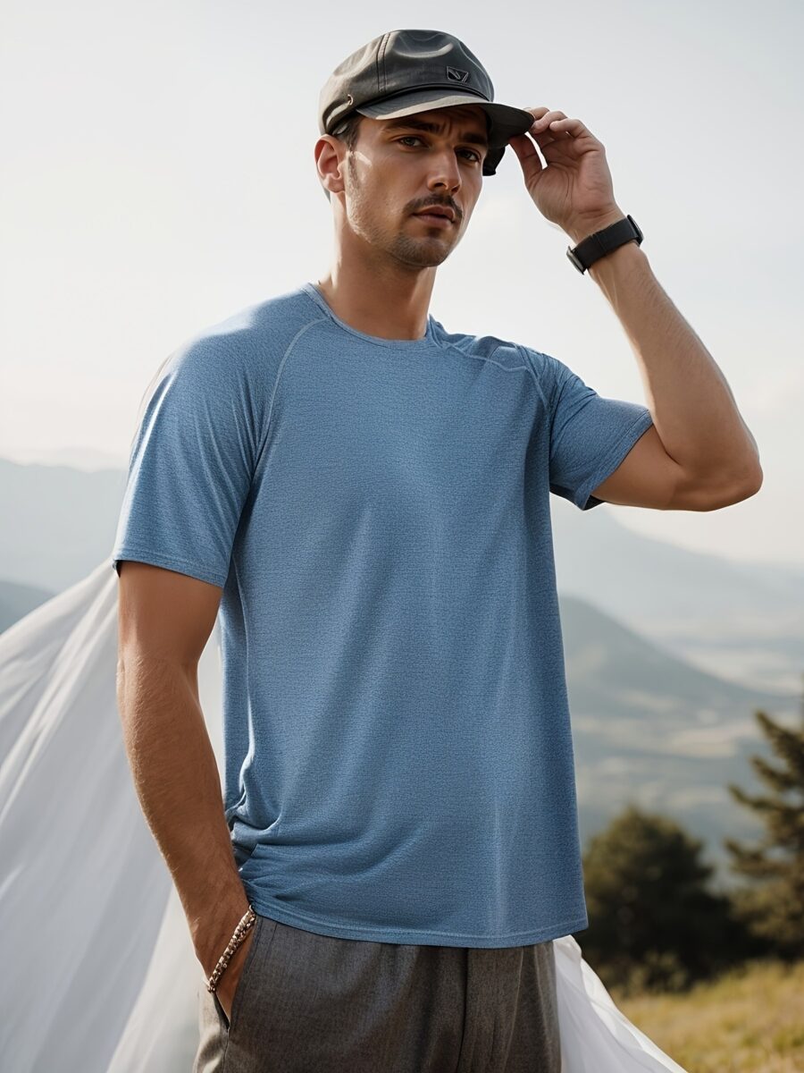 STYLE:JSY01   Workout Shirts for Men Athletic Gym Quick Drying Short Sleeve Wicking T Shirt Stretchy Breathable Soft Sport...