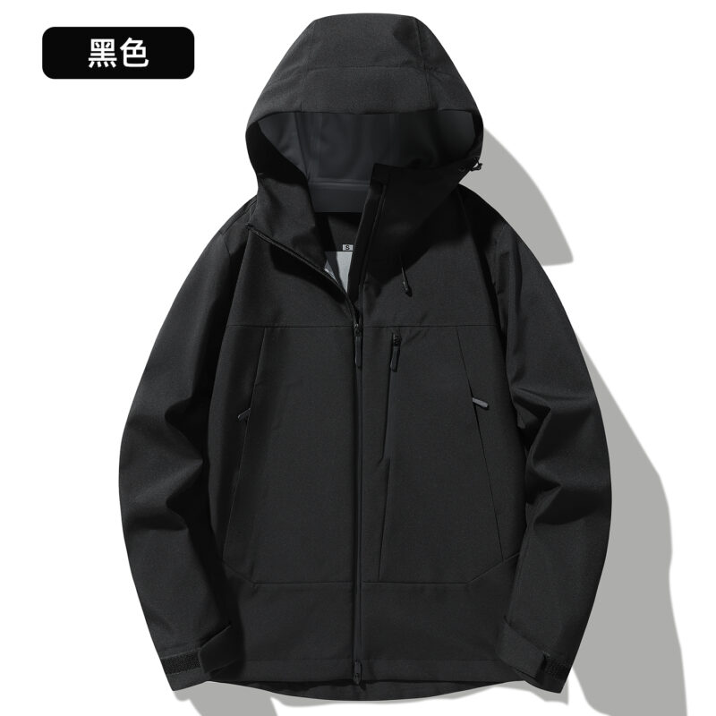 STYLE : K96002 UNISEX SINGLE-LAYER SHELL JACKET ( SIZE:XS-3XL ) - 黑色 2 - Yongzhou Kaida Outdoor Apparel