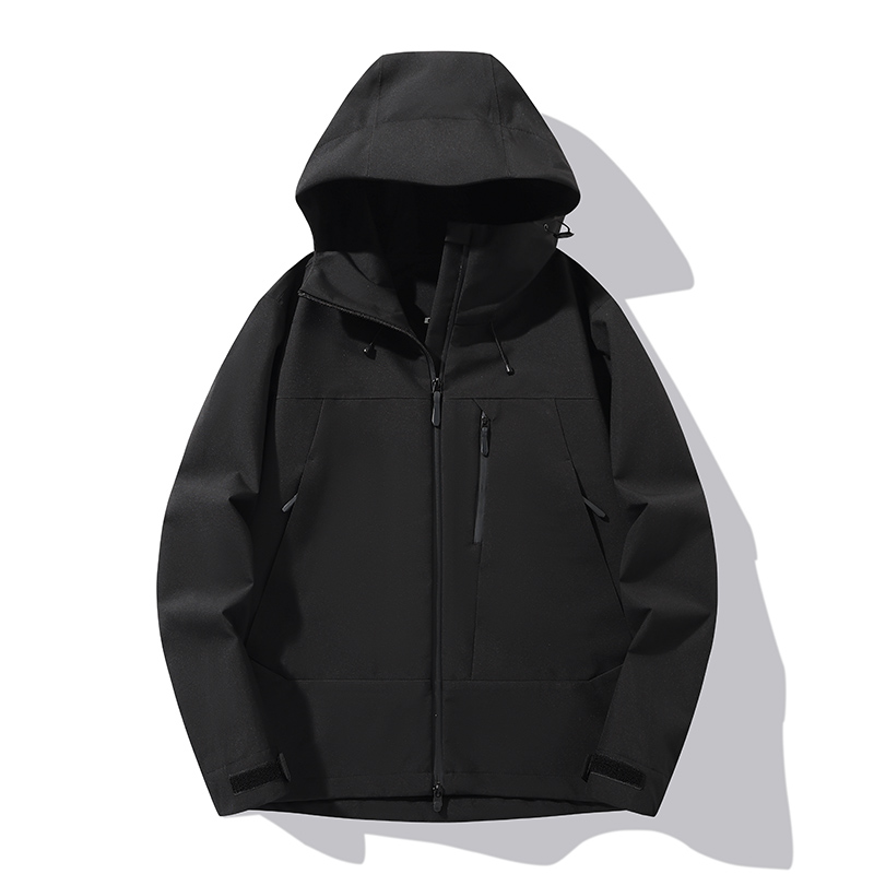 STYLE : K96001 UNISEX SINGLE-LAYER SHELL JACKET ( SIZE:XS-3XL ) - 黑色 3 - Yongzhou Kaida Outdoor Apparel